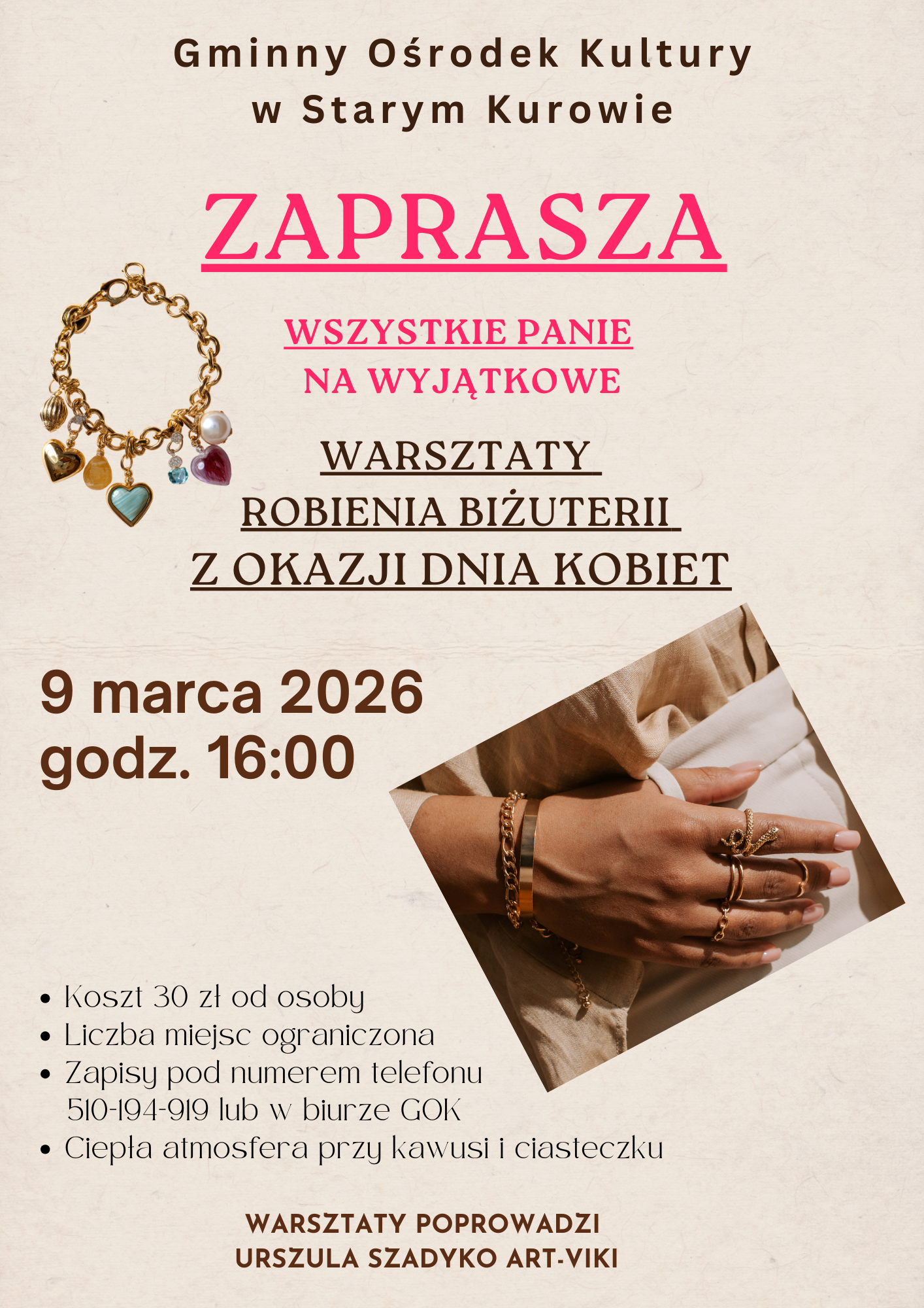 Beżowa Minimalistyczna Biżuteria Dzień Kobiet Ulotka