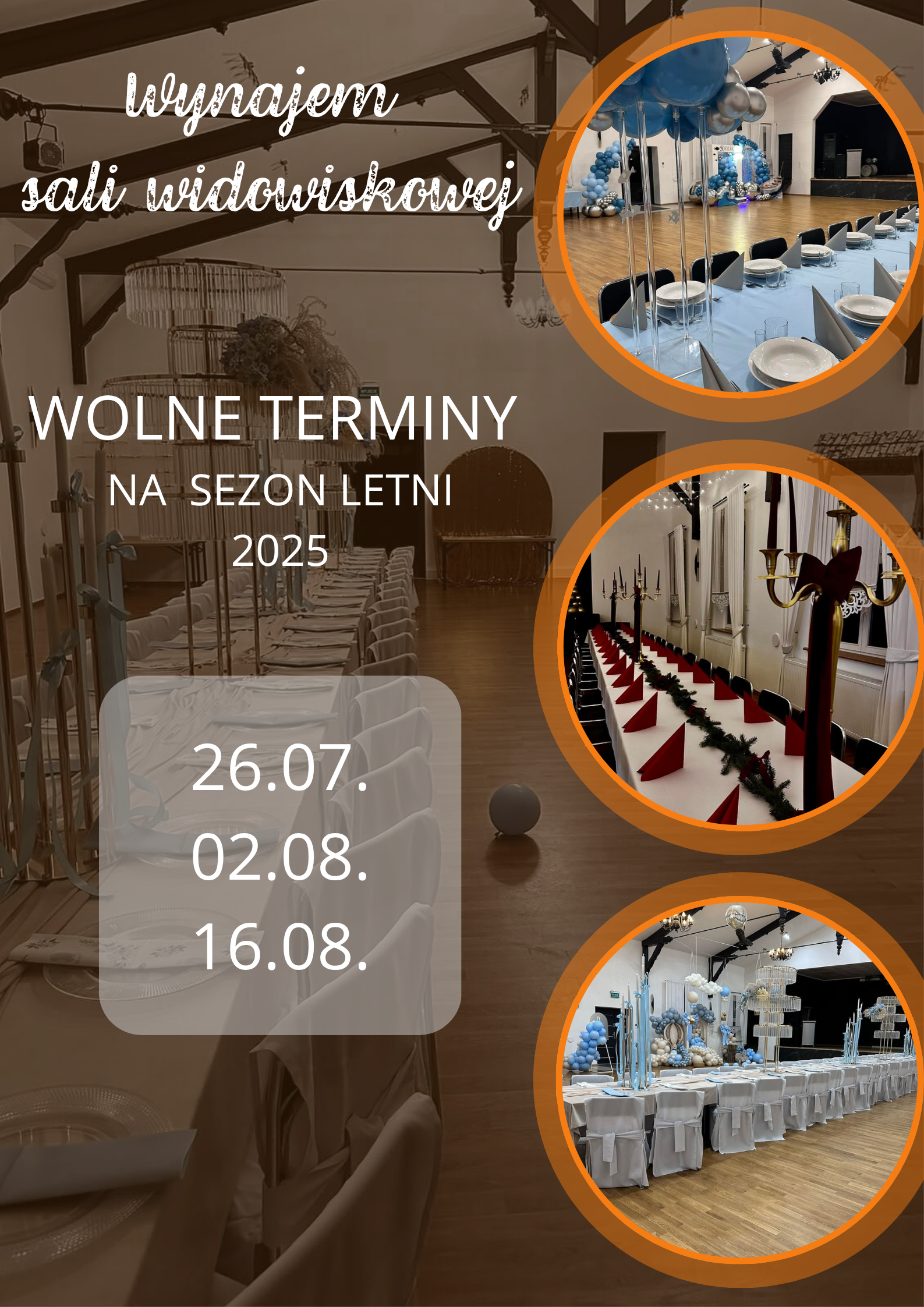 Wynajem sali widowiskowej- PLAKAT
